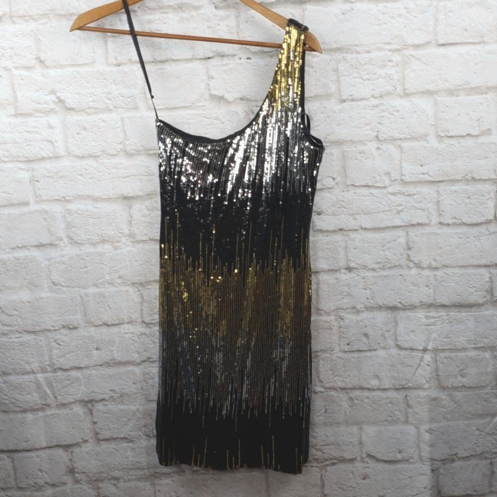 💚As U Wish  Black, Gold and Silver Sequin Dress